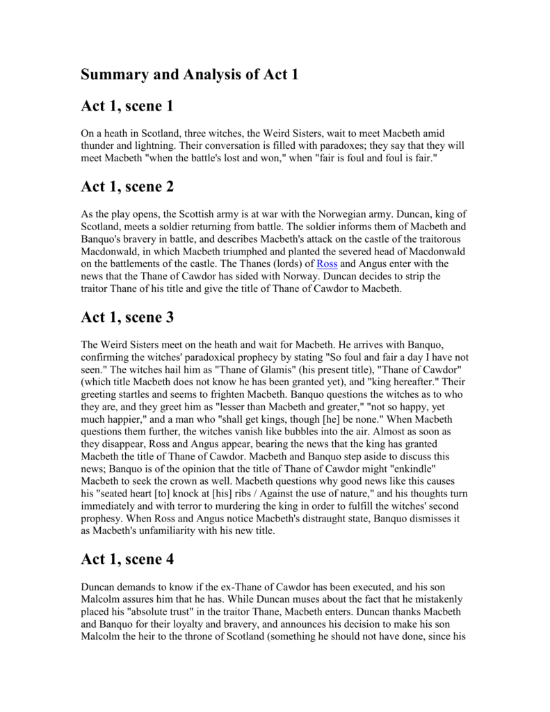 Summary And Analysis Of Act 1