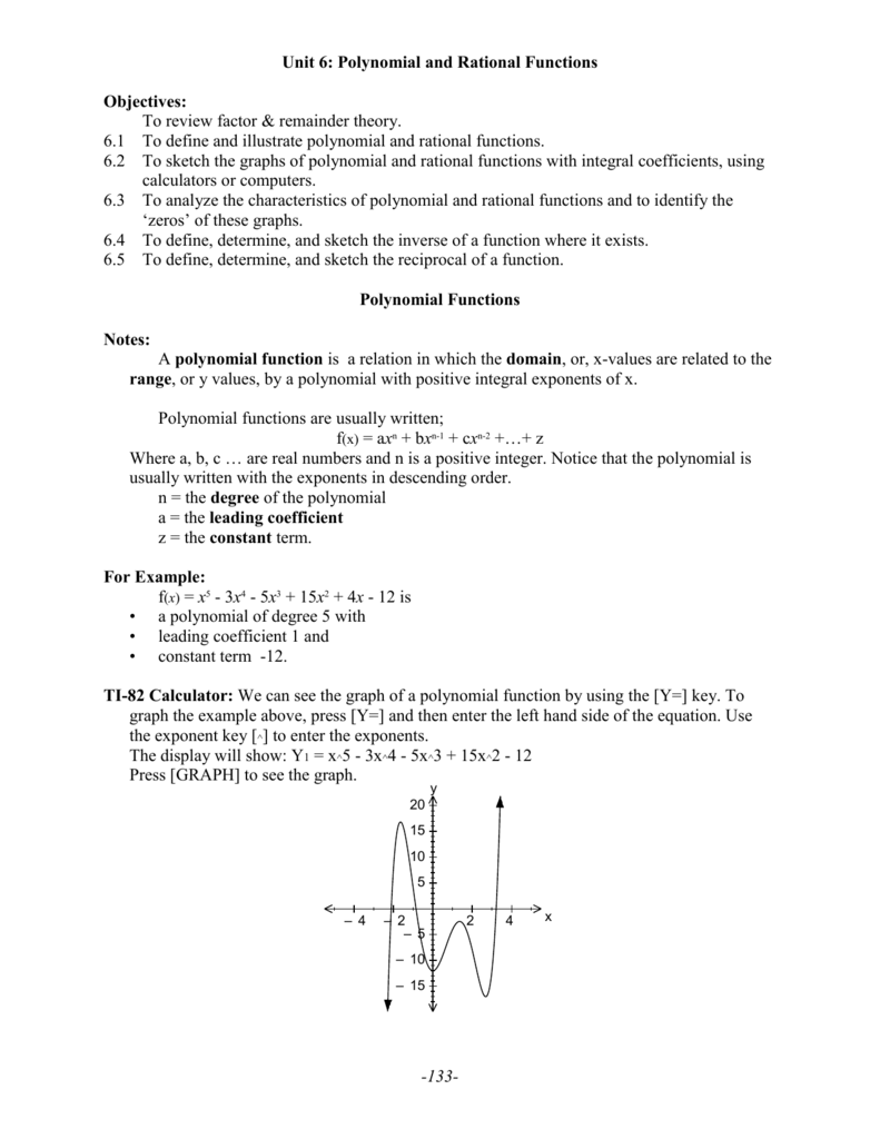 Unit 6 Polynomial Functions