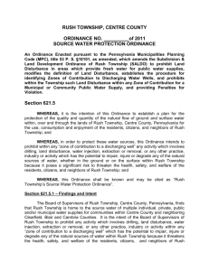 RUSH TOWNSHIP, CENTRE COUNTY ORDINANCE NO. of 2011