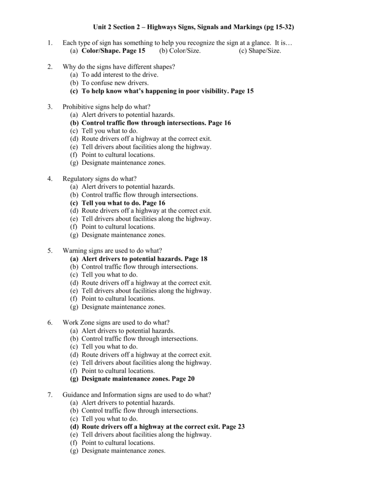 DMV Unit 2 Section 2 Key