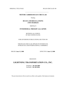 RULES CIRCULAR 100 - Lightning Transportation