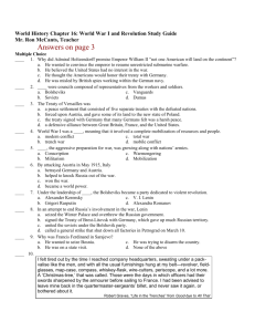 World History Chapter 16: World War I and Revolution Study Guide Mr