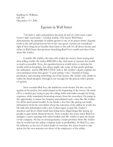 Egoism in Wall Street