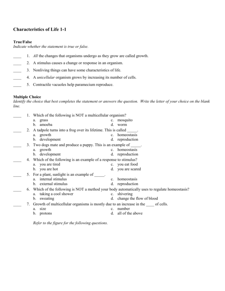 Characteristics Of Life 1 1