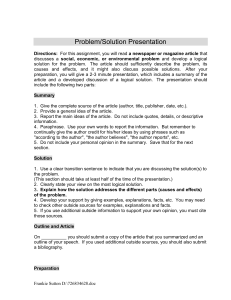 Problem/Solution Presentation