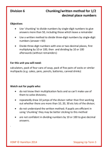 SU Div 6 Chunking & written method for 1 or 2 decimal place