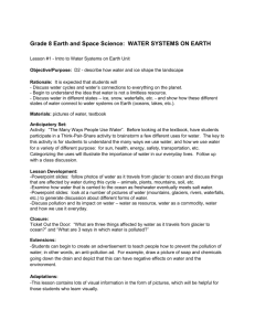 Grade 8 Earth and Space Science: WATER SYSTEMS ON EARTH