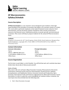 AP Macroeconomics Syllabus/Schedule Course Description AP