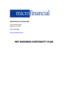 mfi business continuity plan