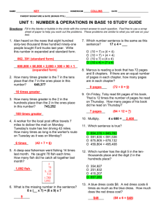 KEY - Number and Operations In Base Ten STUDY GUIDE