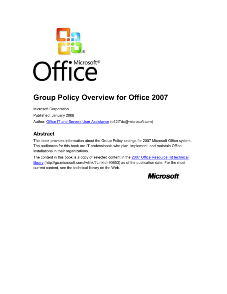 Group Policy Overview for Office 2007