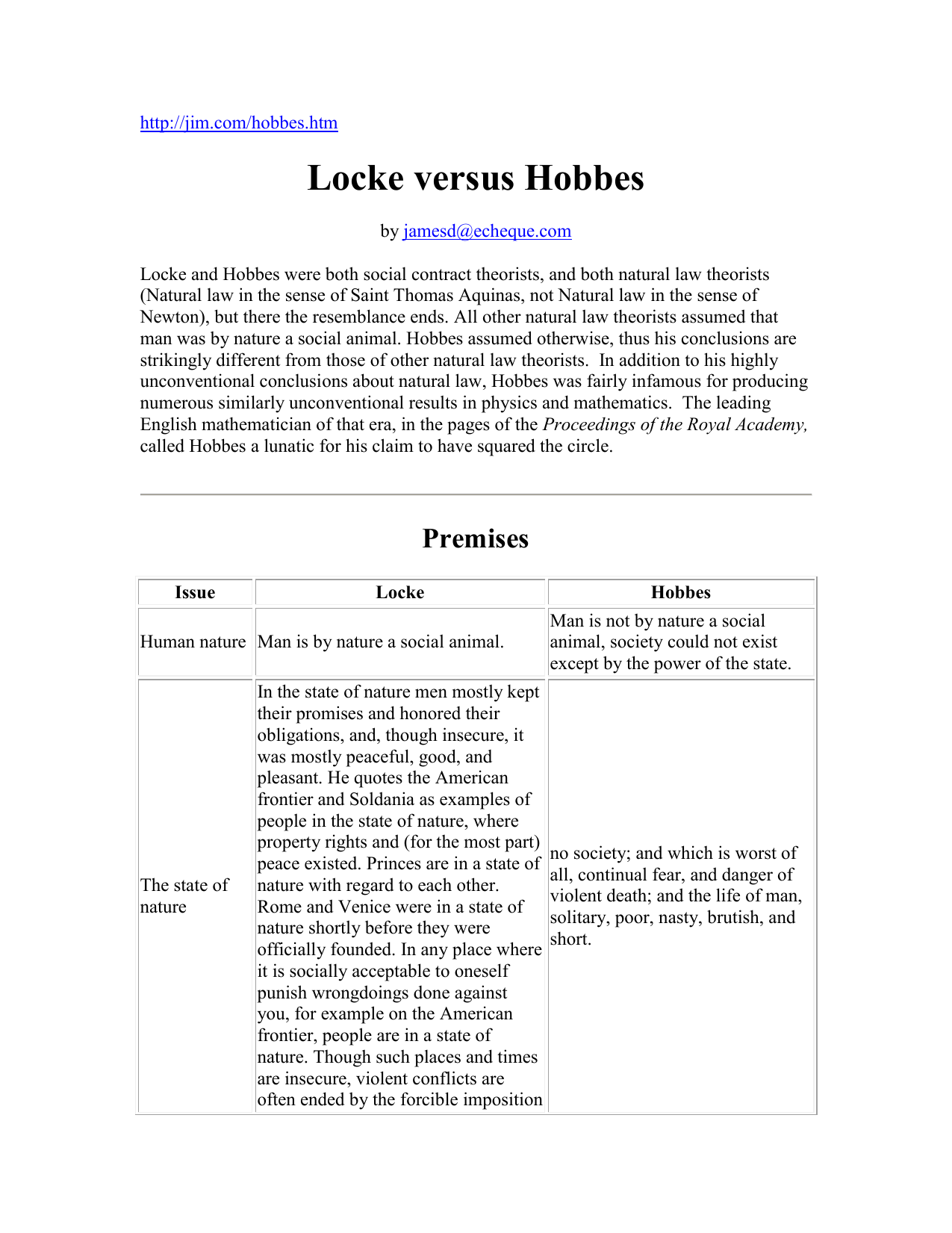 Locke versus Hobbes
