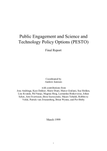 Public Engagement and Science and Technology Policy Options