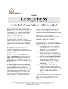 May 2007 HR SOLUTIONS A people management solutions