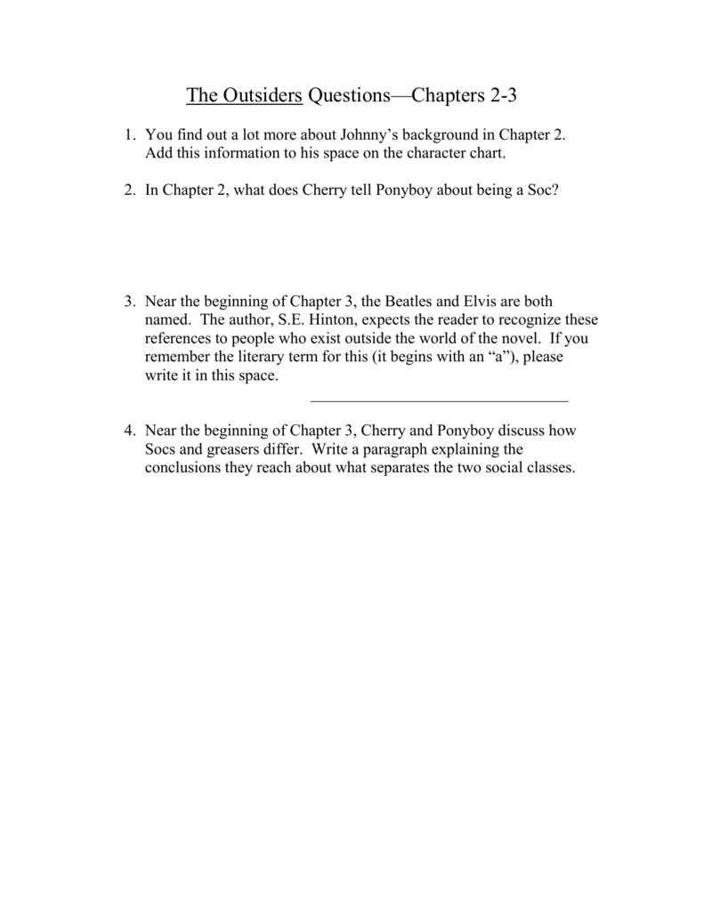 essay questions about outsiders