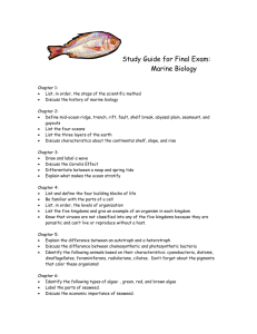 Study Guide for Final Exam: Marine Biology