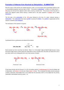 Formation of Alkenes from Alcohols by Dehydration