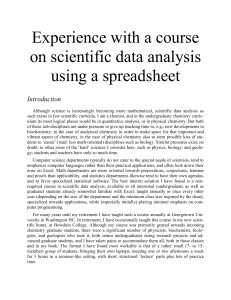 Suggestions for a data analysis course