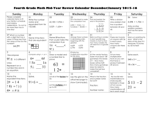 Kindergarten Math Benchmark Review Calendar