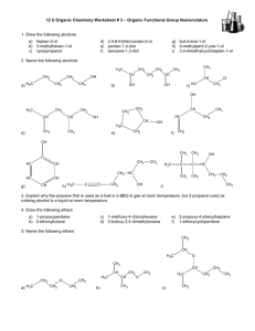 12 U Organic Chemistry Worksheet # 3 – Organic Functional Group