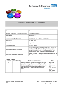 Adult patient death mgt policy - Portsmouth Hospitals NHS Trust