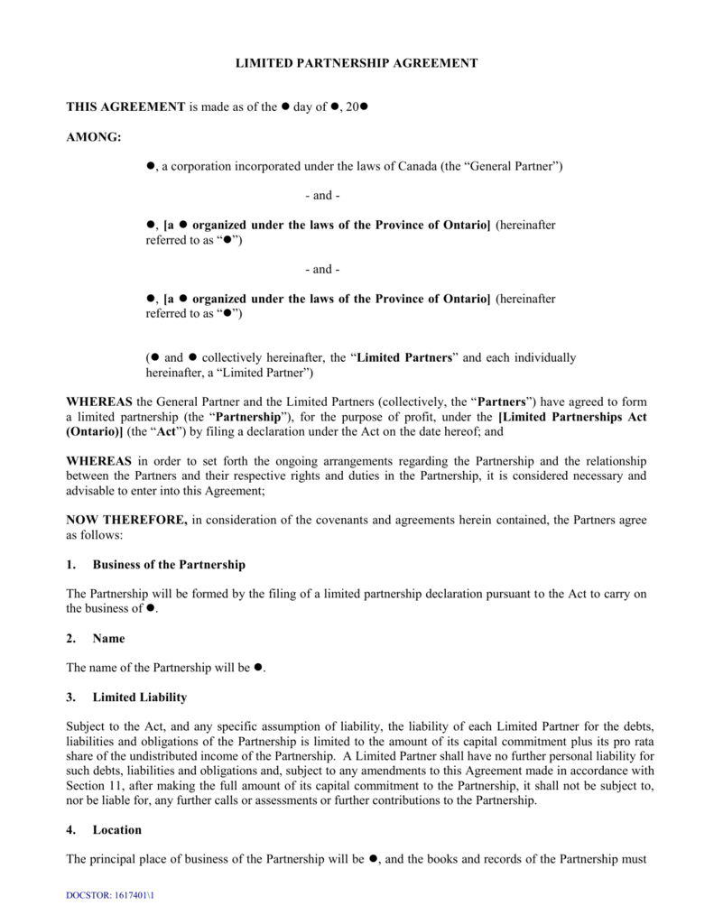 Sample limited partnership agreement template Inside dissolution of partnership agreement template