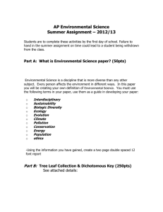 AP Environmental Science - Hillsdale Community Schools