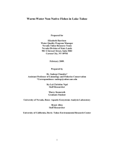 Warm-Water Non-Native Fishes in Lake Tahoe