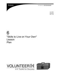 Skills to Live on Our Own Lesson Plan