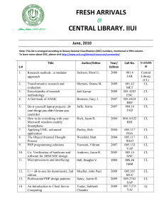 June, 2010 Note: This list is arranged according to Dewey Decimal