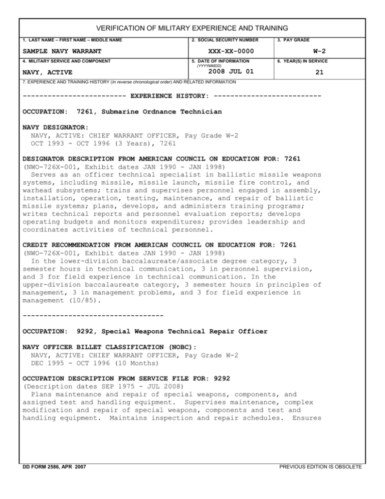 DD FORM 2586 BACK APR 2007