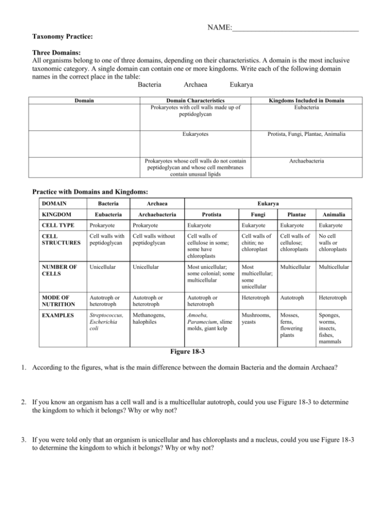 BIOLOGY Chapter 18 WORKSHEET