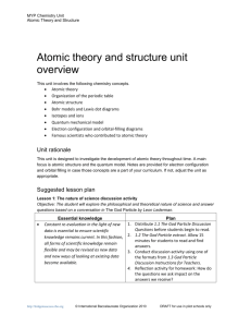 Atomic Theory and Structure Lesson Plans - CPSworkshop