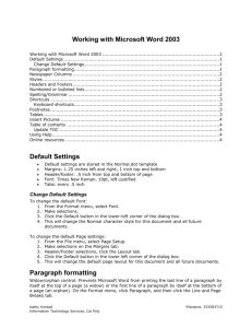Working with Microsoft Word 2003