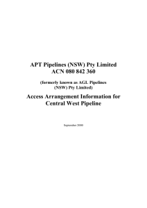 Revised access arrangement information for Central West Pipeline