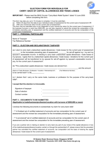 Election Form for Individuals for Carry-Back of Capital