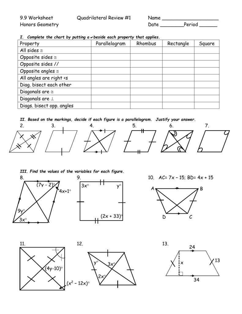 6-5 conditions for special parallelograms answer key