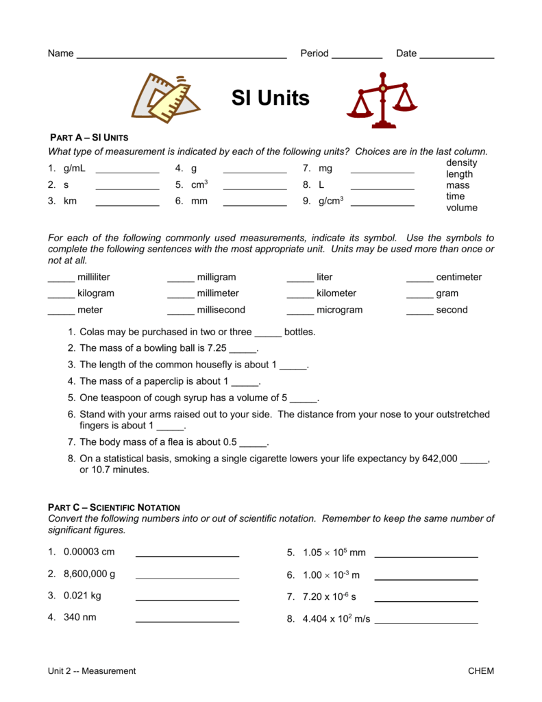 SI units ws Intended For Si Unit Conversion Worksheet