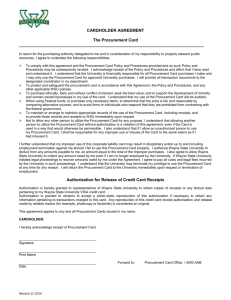 CARDHOLDER AGREEMENT The Procurement Card In return for