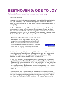 BEETHOVEN 9: ODE TO JOY The humanity of mankind revealed in