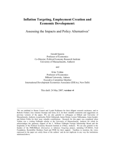 Epstein, Gerald and Erinc Yeldan: "Inflation Targeting, Employment