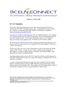 Volume 5:3 March 2007 BC ELN Highlights The results of the 2006