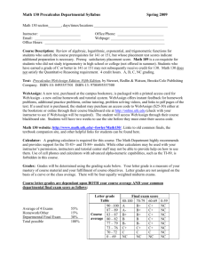 Math 130 Precalculus Departmental Syllabus