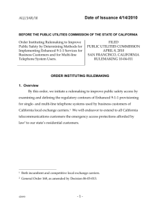 CPUC Rule Making on Implementing 911 Services on