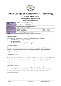 Oman College of Management & Technology COURSE SYLLABUS