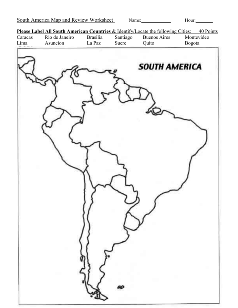 Free Printable South America Worksheets For 6th Grade