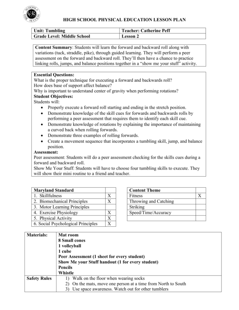 physical education lesson plan for grade 5