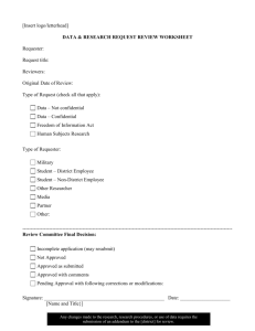 Sample Data and Research Request Review Worksheet