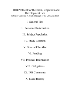 IRB Protocol for the Brain, Cognition and Development Lab Table of