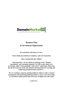 DomainMarket.com Business Plan